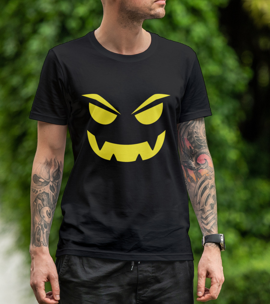 Monster Creature Halloween Pumpkin Head Face T-Shirt