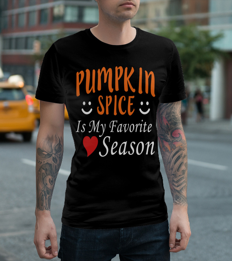Pumpkin Spice Is My Favorite Heart Season Halloween Dark T-Shirt