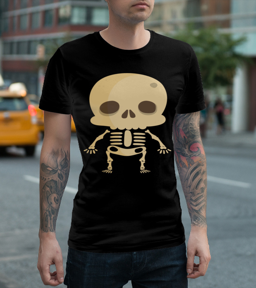 Baby Skeleton Cartoon Monster Kids Vector Image Halloween Cute Spooky T-Shirt