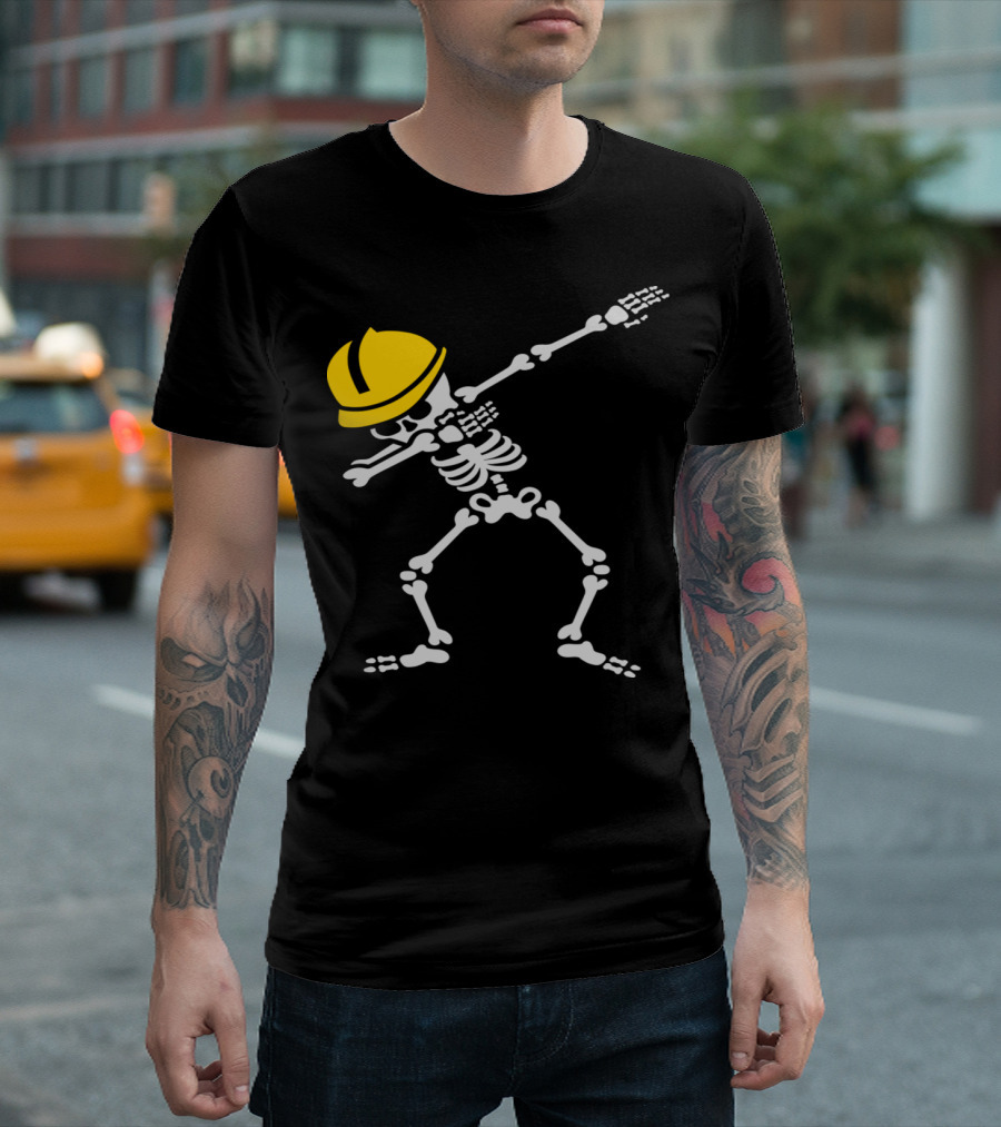 Dab Skeleton Dabbing Construction Worker Engineer Hard Hat T-Shirt
