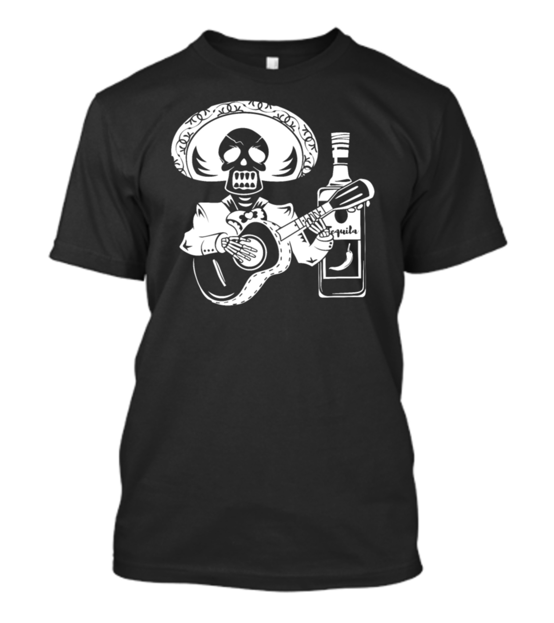 Dia De Los Muertos Mariachi Skeleton With Tequila T-Shirt