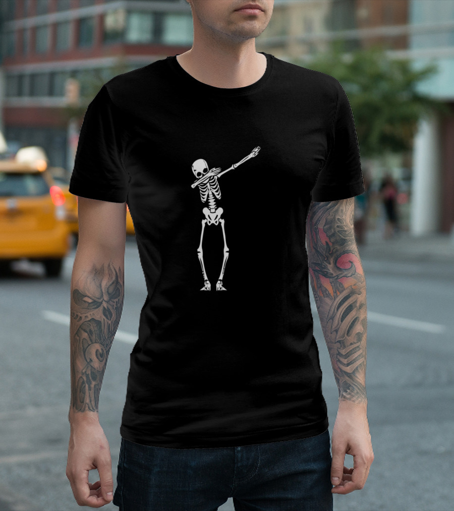 Skeleton Performing Dab Dance Pose Hip Hop Skull and Bones T-Shirt