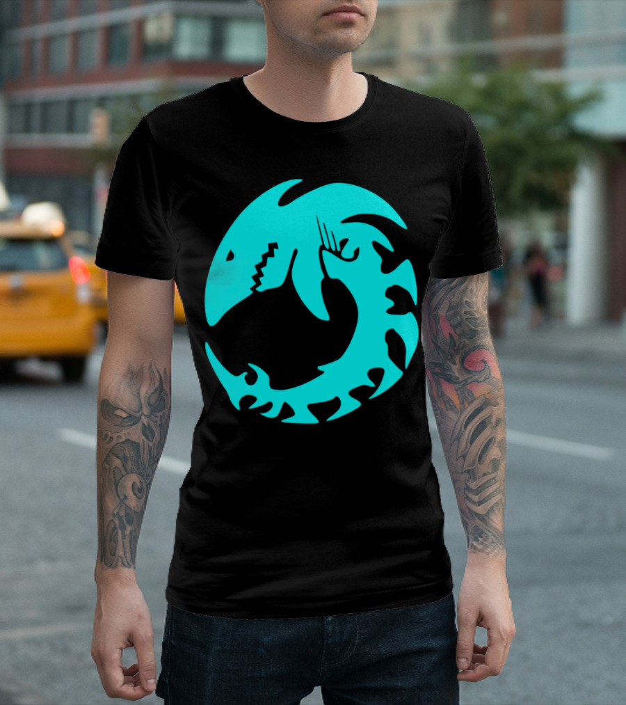 Shark Aqua Colored Skeleton Native Animal Circular T-Shirt