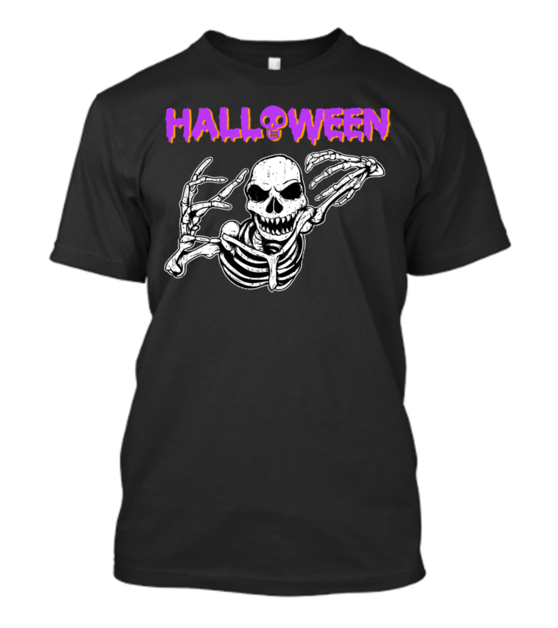 Halloween Creepy Skeleton With Skull Holiday T-Shirt