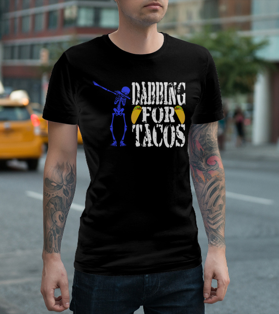 Blue Skeleton Dabbing for Tacos Halloween T-Shirt