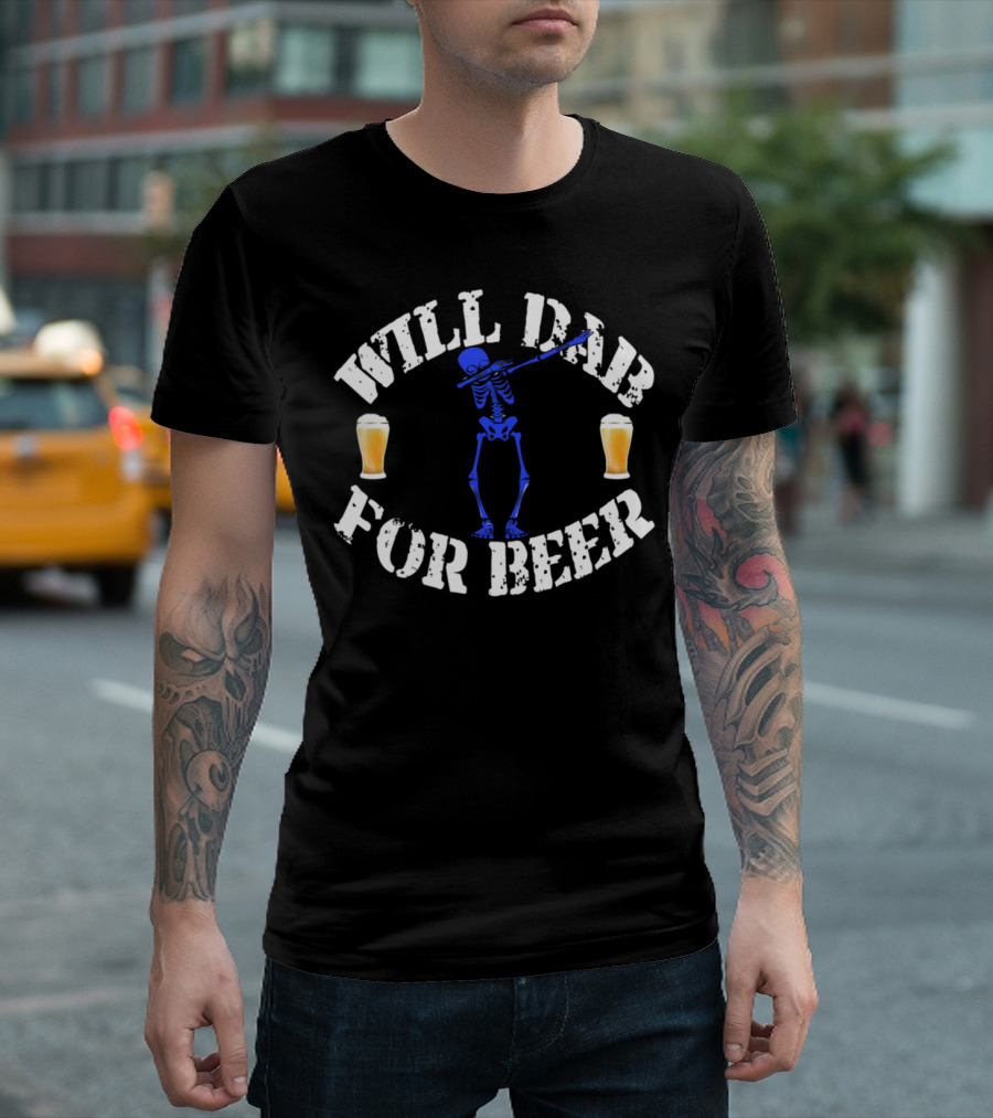 Will Dab For Beer Blue Skeleton Halloween T-Shirt