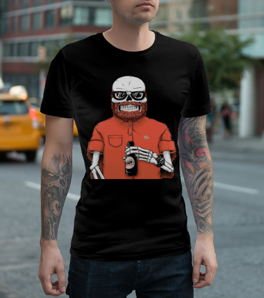 Let's Grab a Beer Skeleton with Beard and Sunglasses T-Shirt