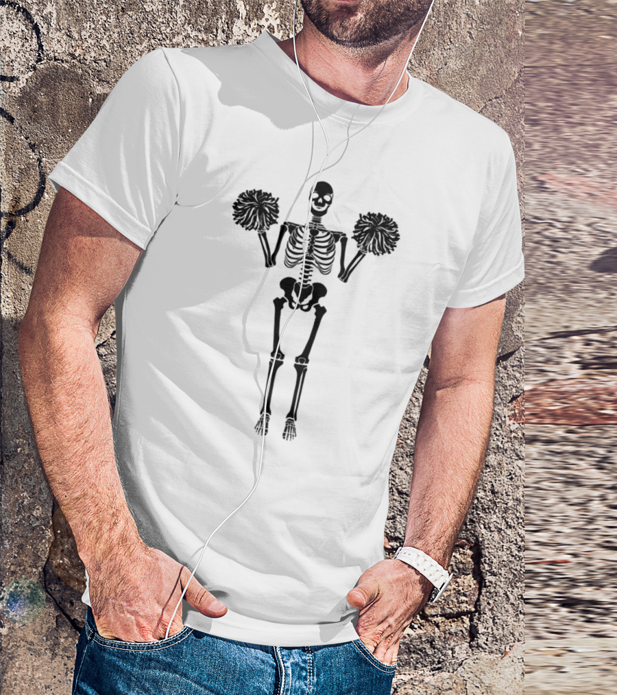 Cheer Skeleton With Pom Poms T-Shirt