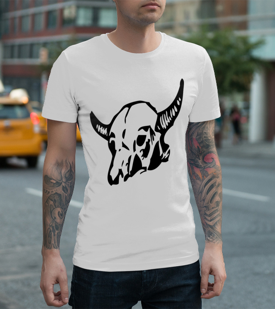 Cow Skull Black Horns T-Shirt