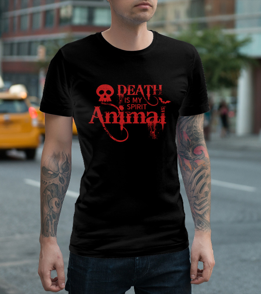 Death Is My Spirit Animal Cool Halloween Lover Skull Bat T-Shirt