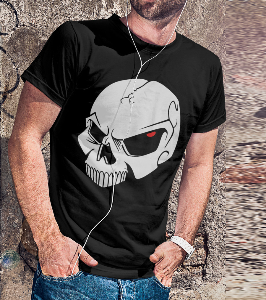 EvilSkull Red-Eyed Grinning Skull T-Shirt