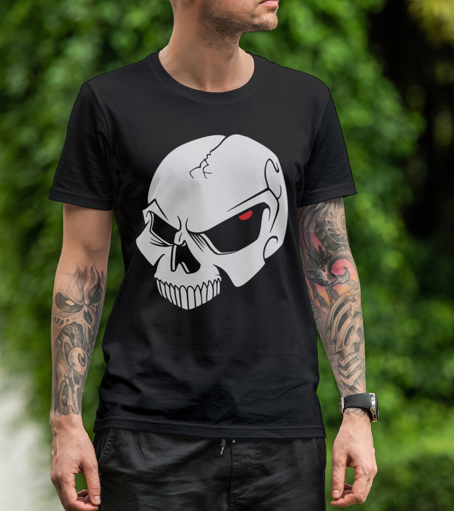 EvilSkull Red-Eyed Grinning Skull T-Shirt