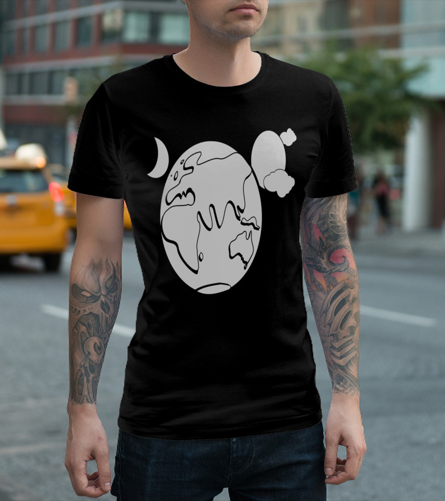 Aussie Earth Outline With Moon And Clouds T-Shirt