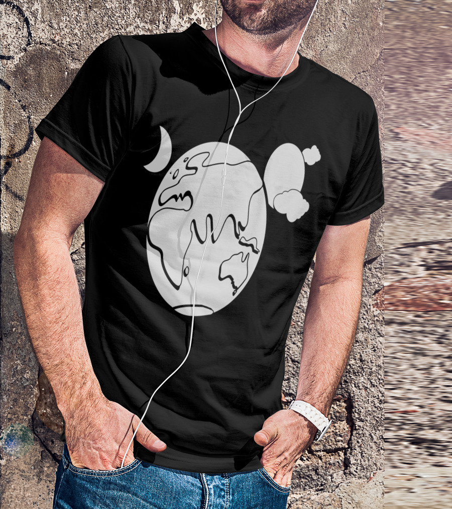 Aussie Earth Outline With Moon And Clouds T-Shirt