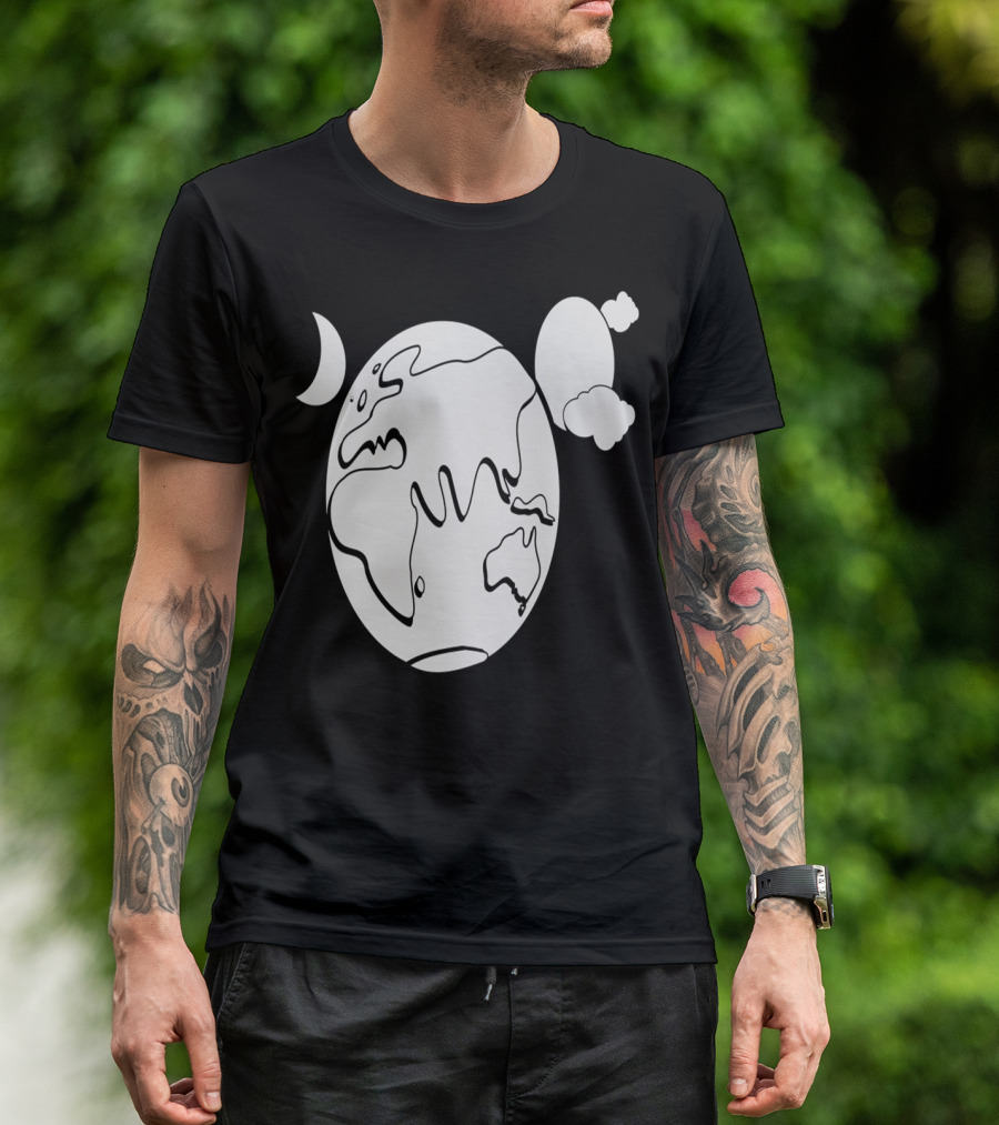 Aussie Earth Outline With Moon And Clouds T-Shirt