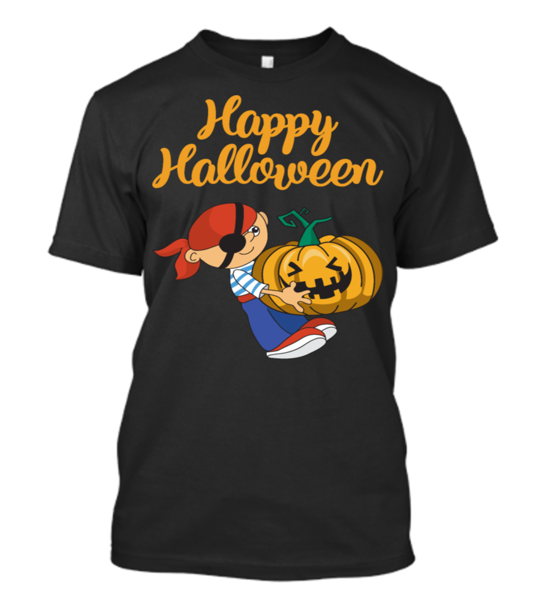 Happy Halloween Pirate With Grinning Pumpkin T-Shirt