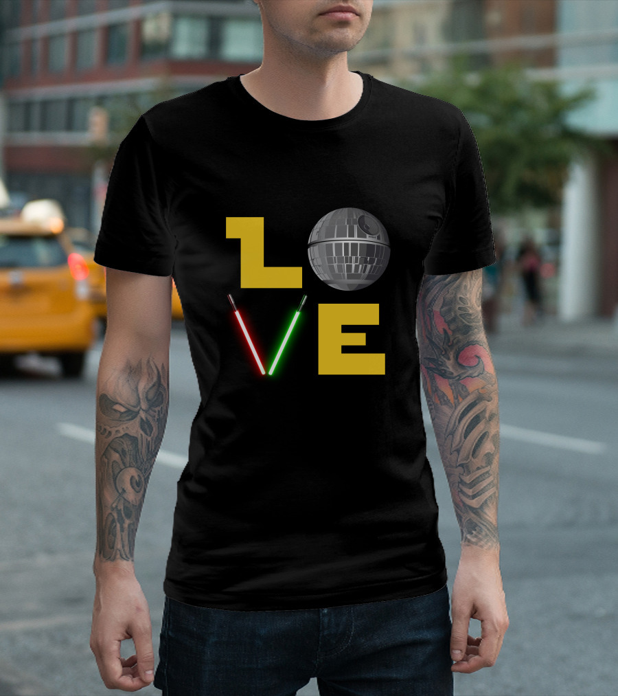 LOVE Star Wars Lightsabers Death Star T-Shirt