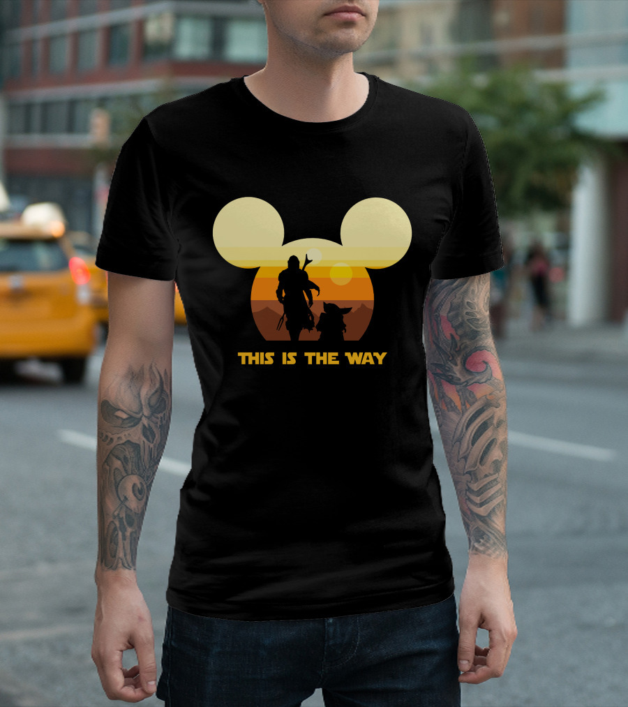 Mickey Star Wars Sunset This Is The Way Mandalorian T-Shirt