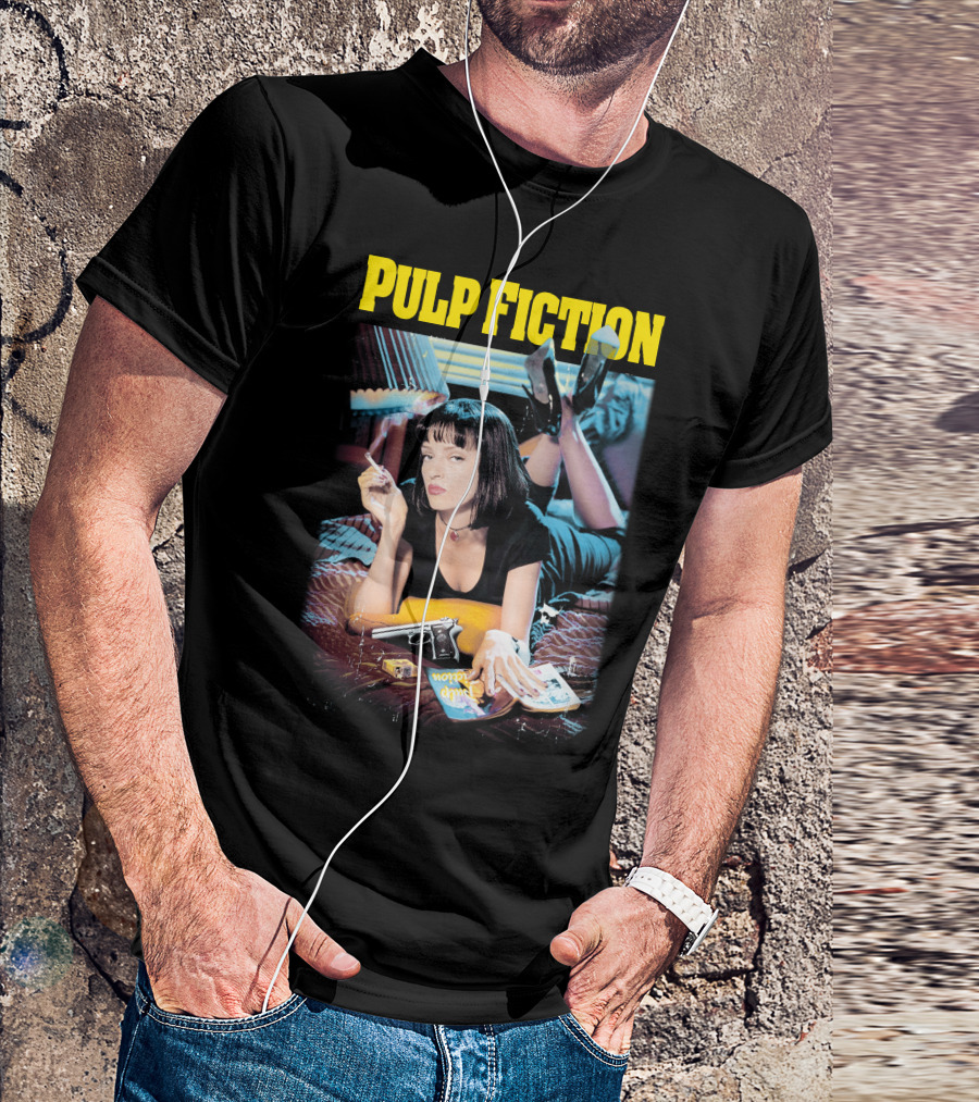 Pulp Fiction Mia Wallace Smoking Gun And Magazine T-Shirt