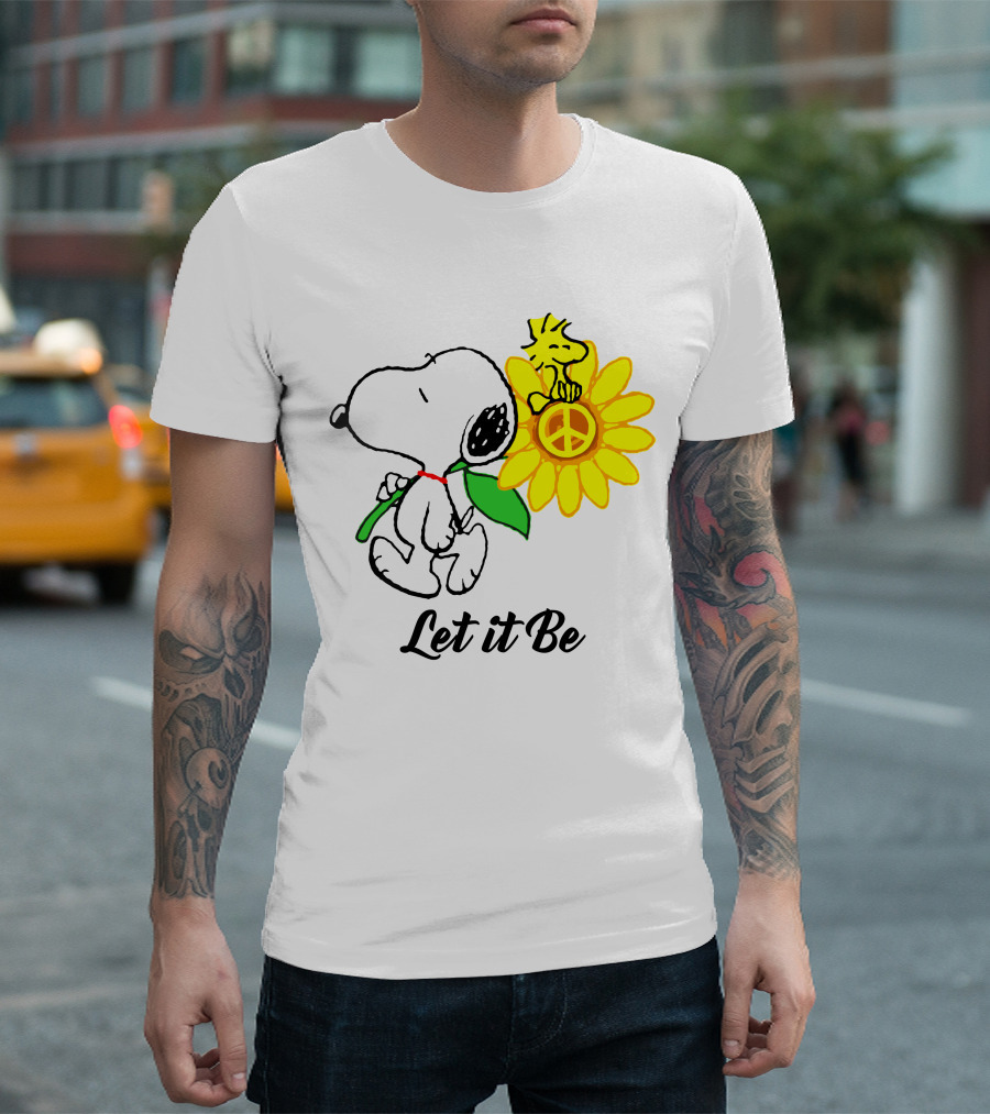 Let It Be Snoopy Woodstock Sunflower Peace T-Shirt