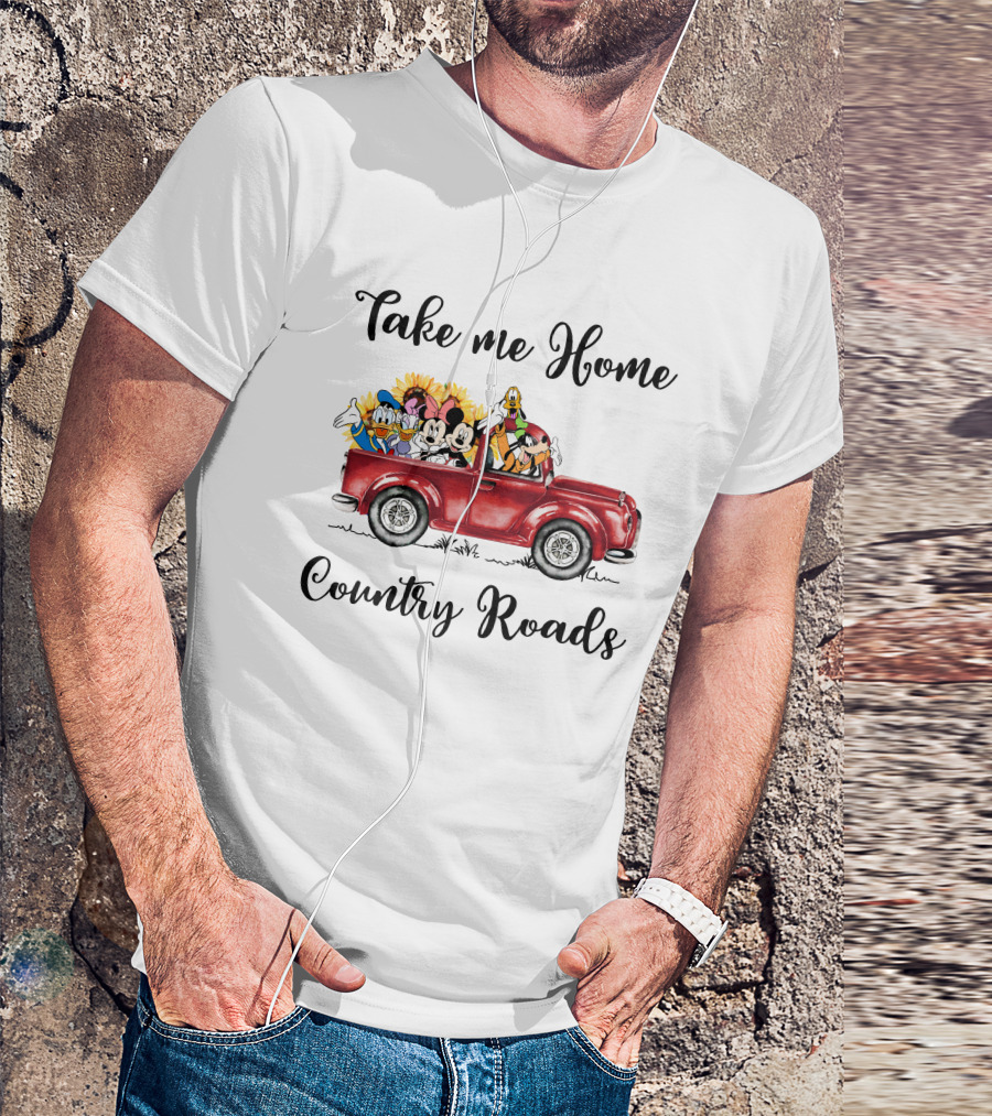 Take Me Home Country Roads Red Truck Disney Characters T-Shirt