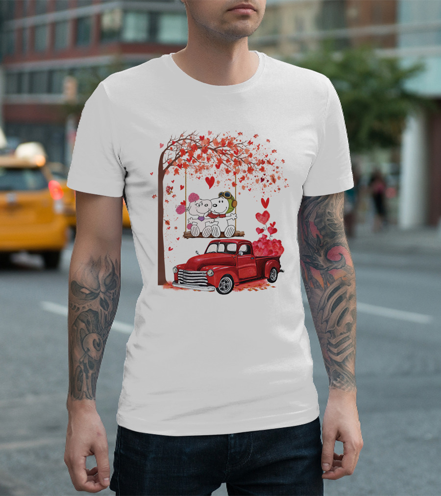 SNP Love Heart Tree Swing Red Truck Romance T-Shirt