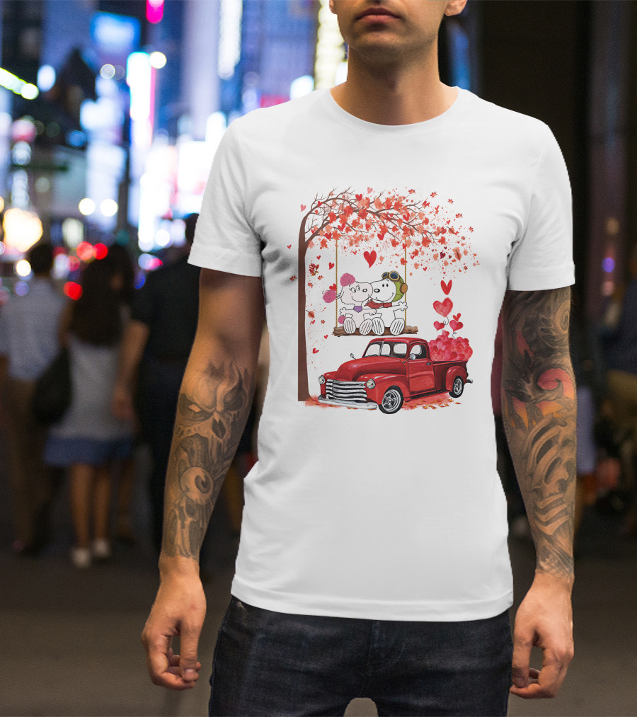 SNP Love Heart Tree Swing Red Truck Romance T-Shirt