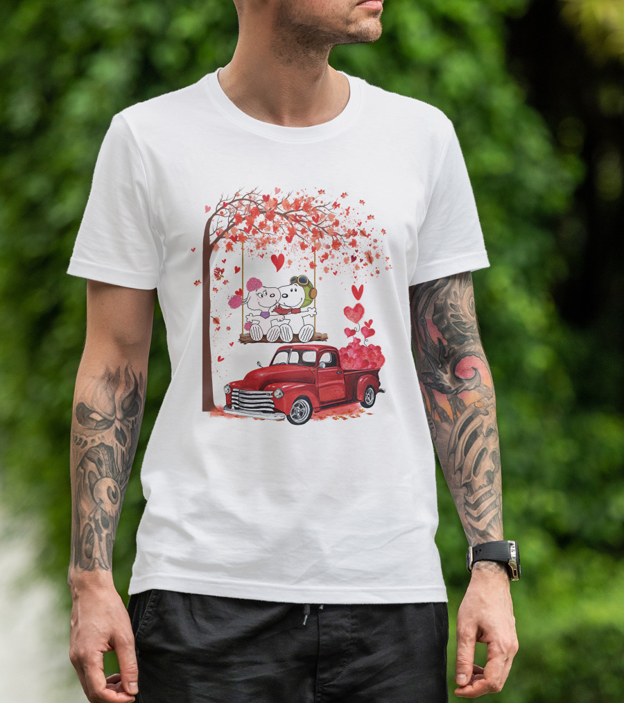SNP Love Heart Tree Swing Red Truck Romance T-Shirt