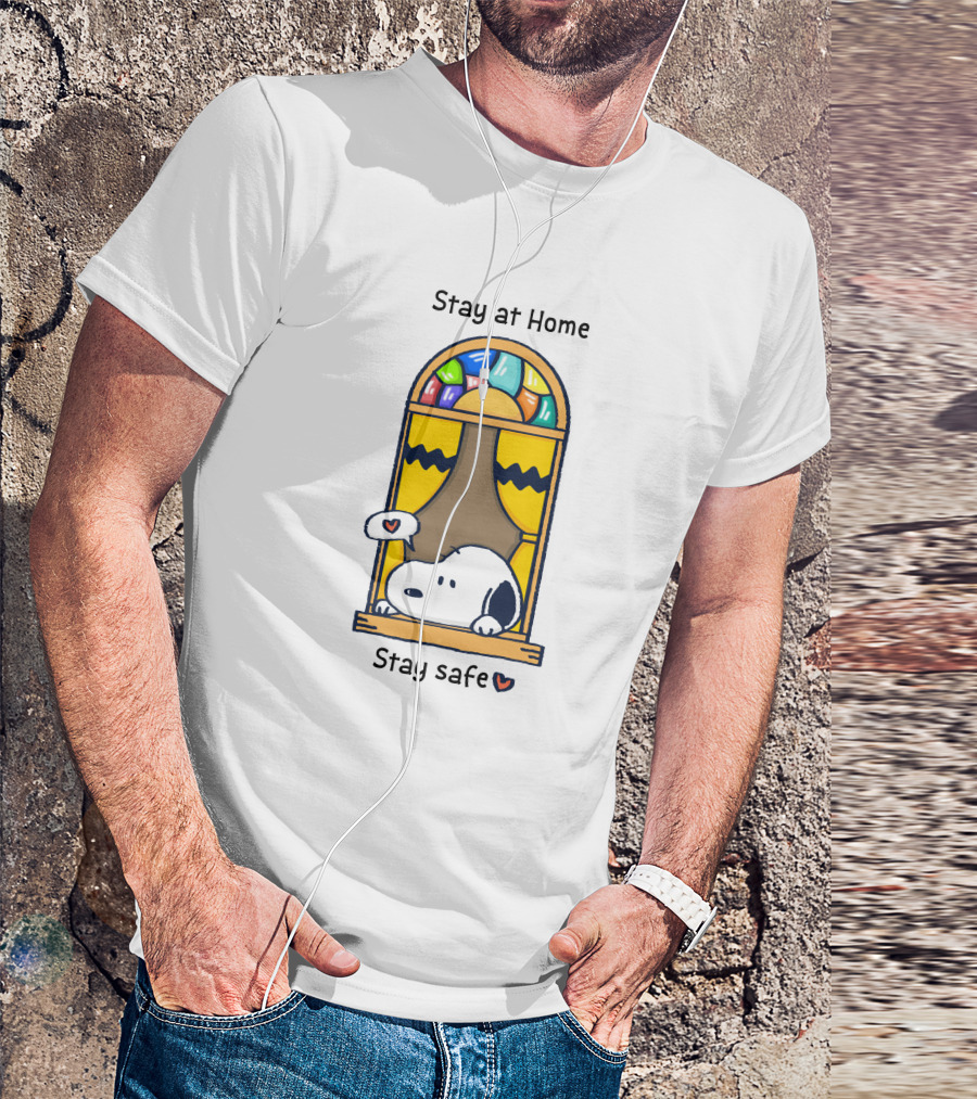 Stay At Home Stay Safe Peanuts Snoopy Window T-Shirt