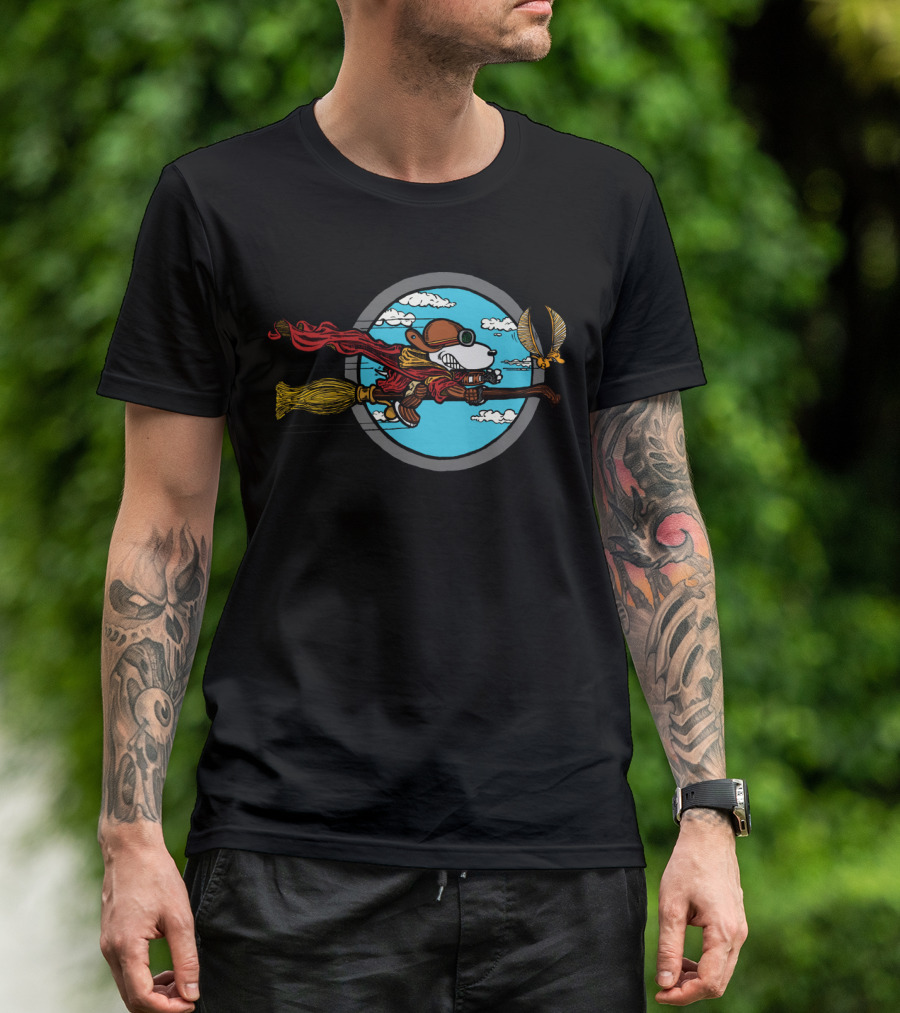 Skyward Wizard Flying Ace With Golden Snitch Chase T-Shirt