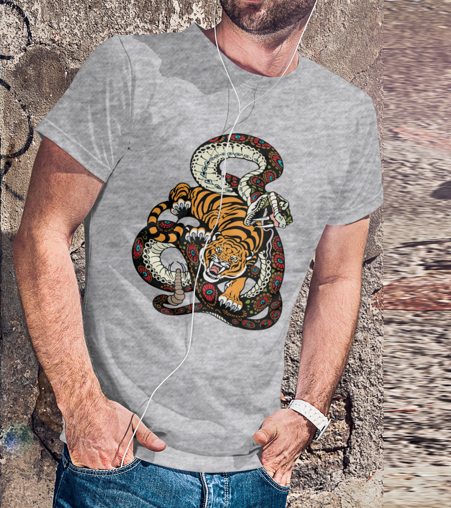 Tiger And Snake Fierce Battle T-Shirt