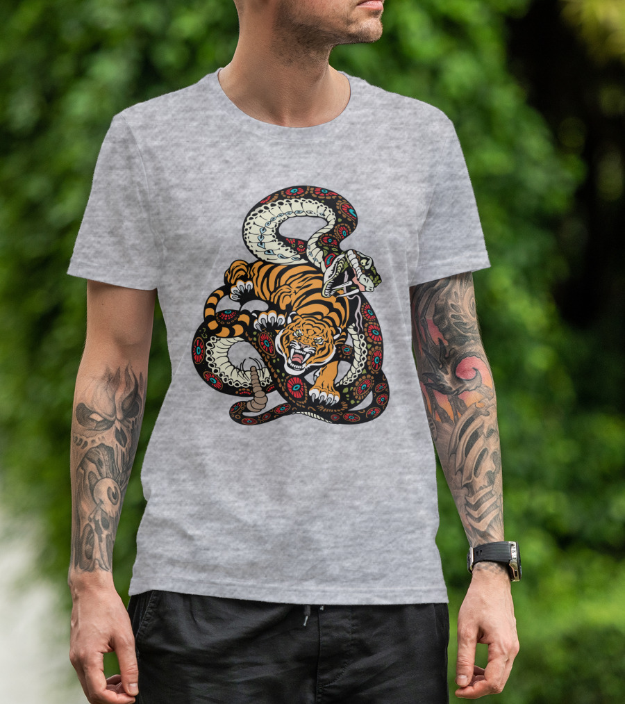 Tiger And Snake Fierce Battle T-Shirt