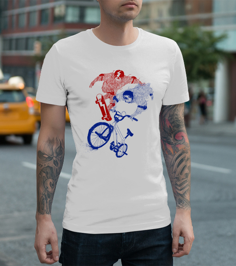 Sloth Air Extreme Skateboarding And BMX Action T-Shirt