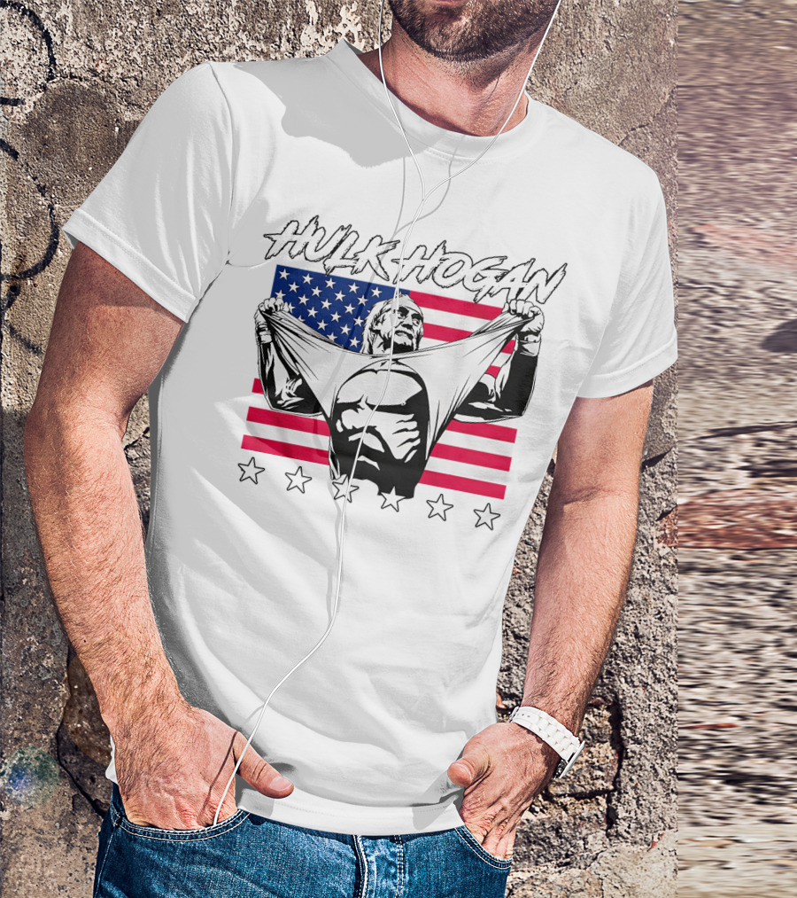 Hulk Hogan American Flag Stars Iconic Pose T-Shirt