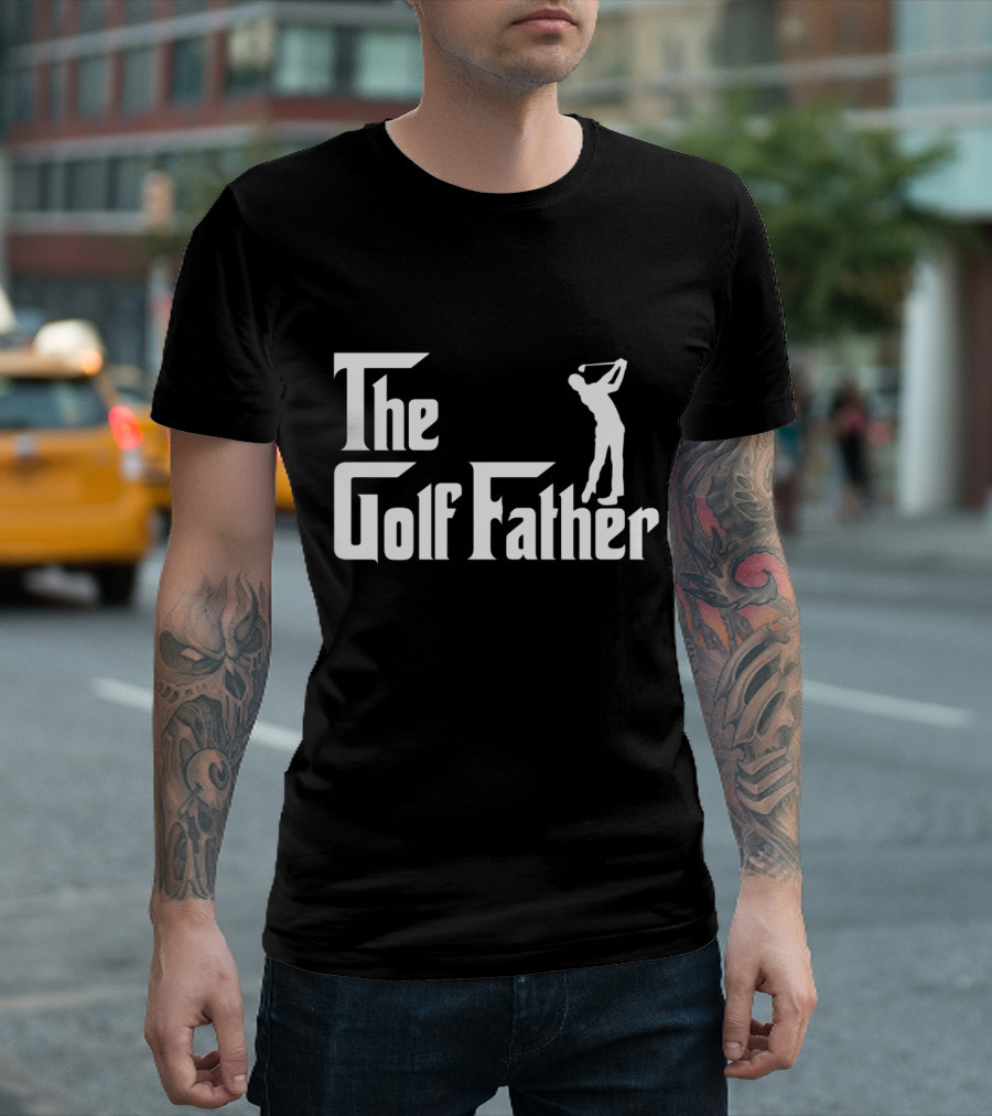 The Golf Father Parody Design Featuring Classic Movie Typography with Golfer T-Shirt