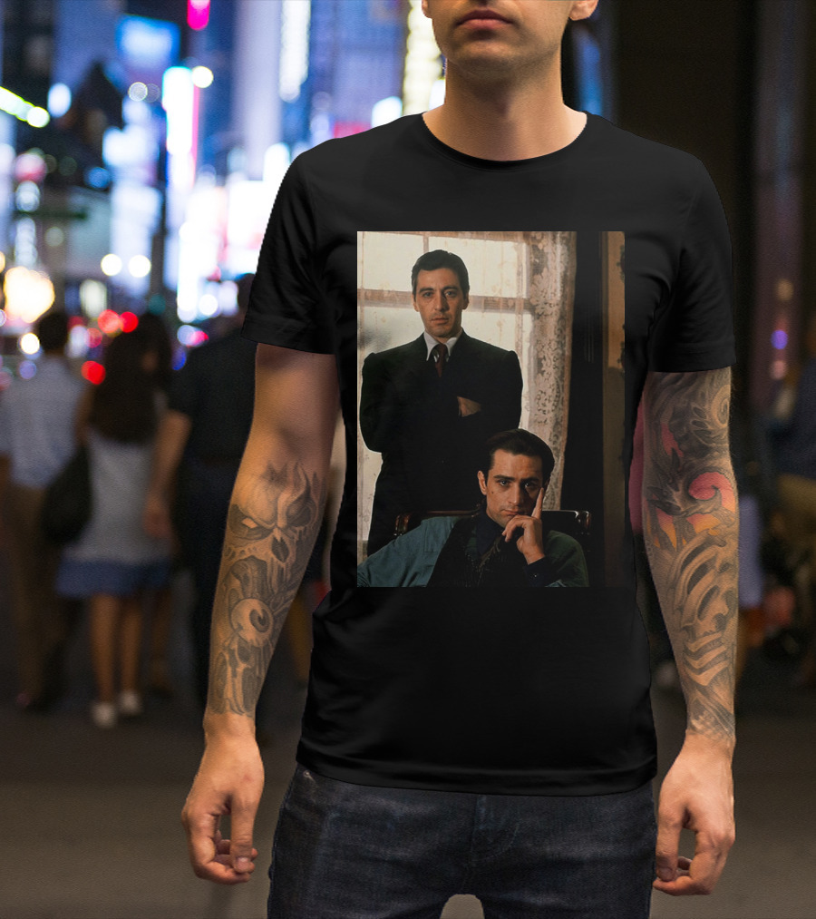 Iconic Scenes From The Godfather Film With Characters In Classic Suits T-Shirt