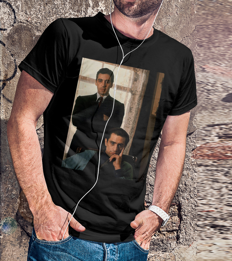 Iconic Scenes From The Godfather Film With Characters In Classic Suits T-Shirt