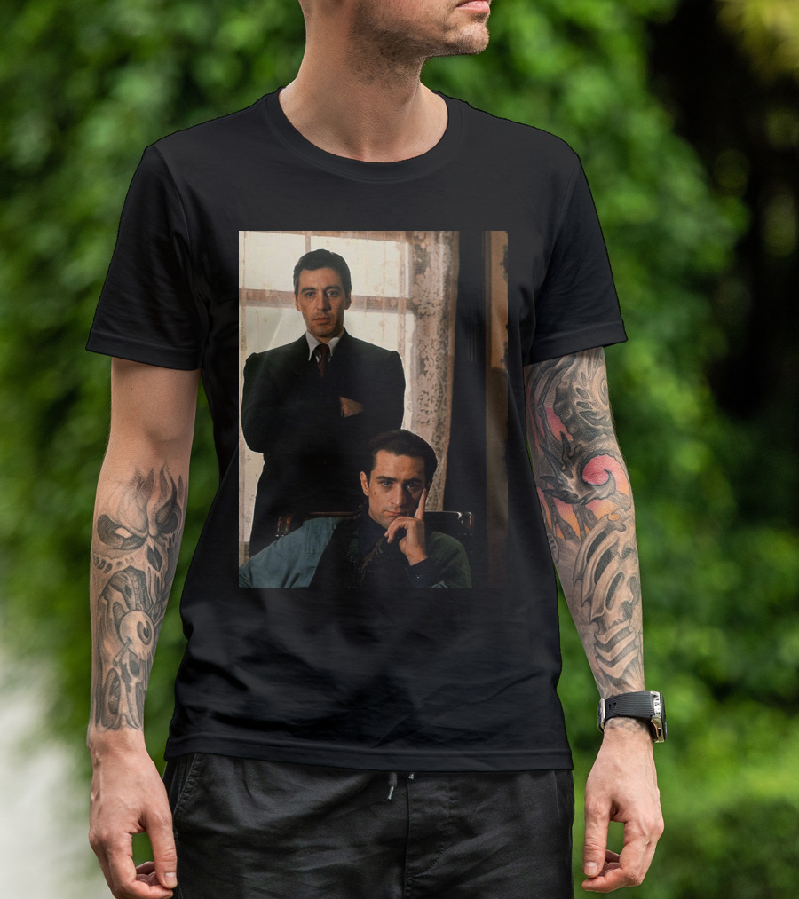 Iconic Scenes From The Godfather Film With Characters In Classic Suits T-Shirt
