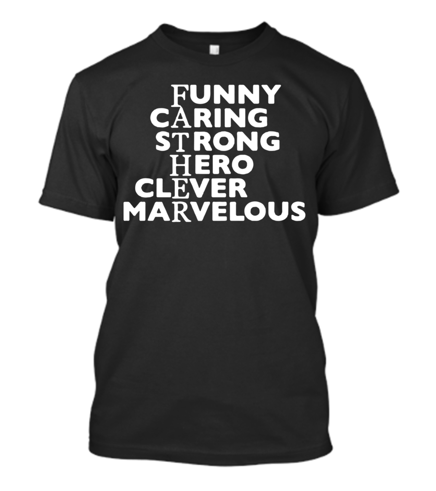 Funny Caring Strong Hero Clever Marvelous Fathers Scrabble T-Shirt