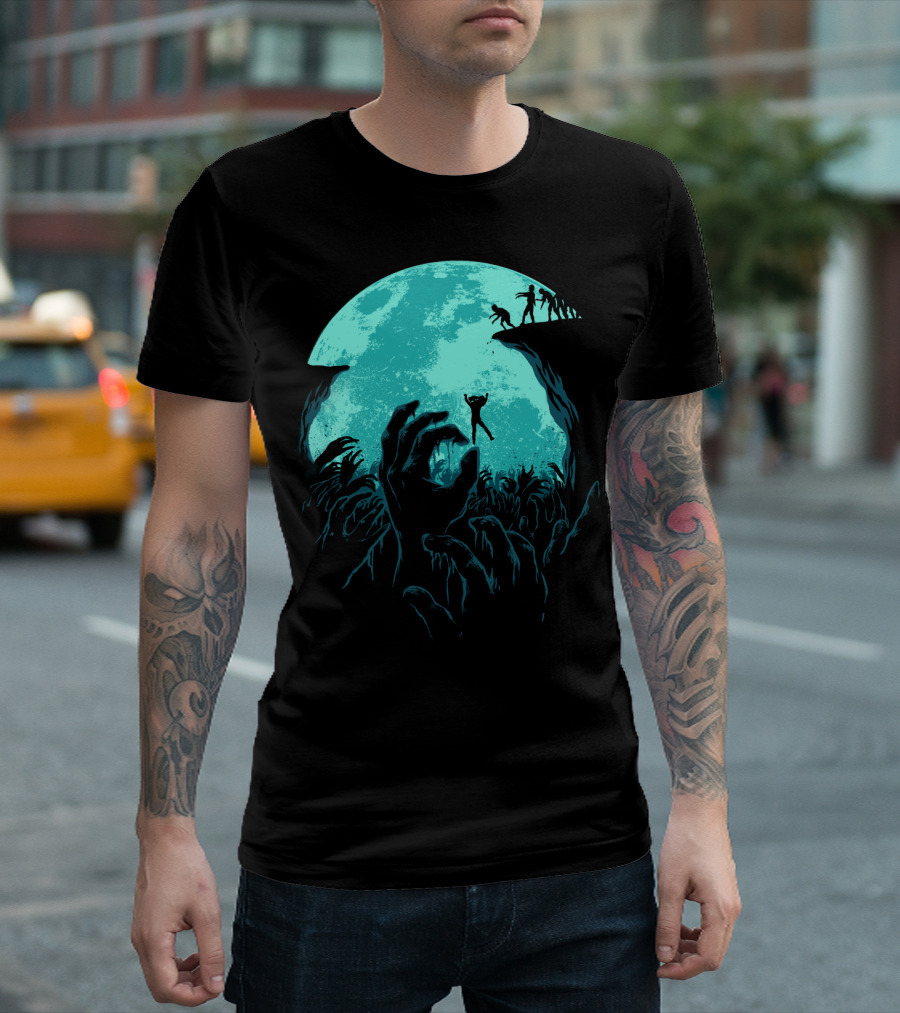 Sky Fall Moonlit Plunge into Zombie Abyss T-Shirt