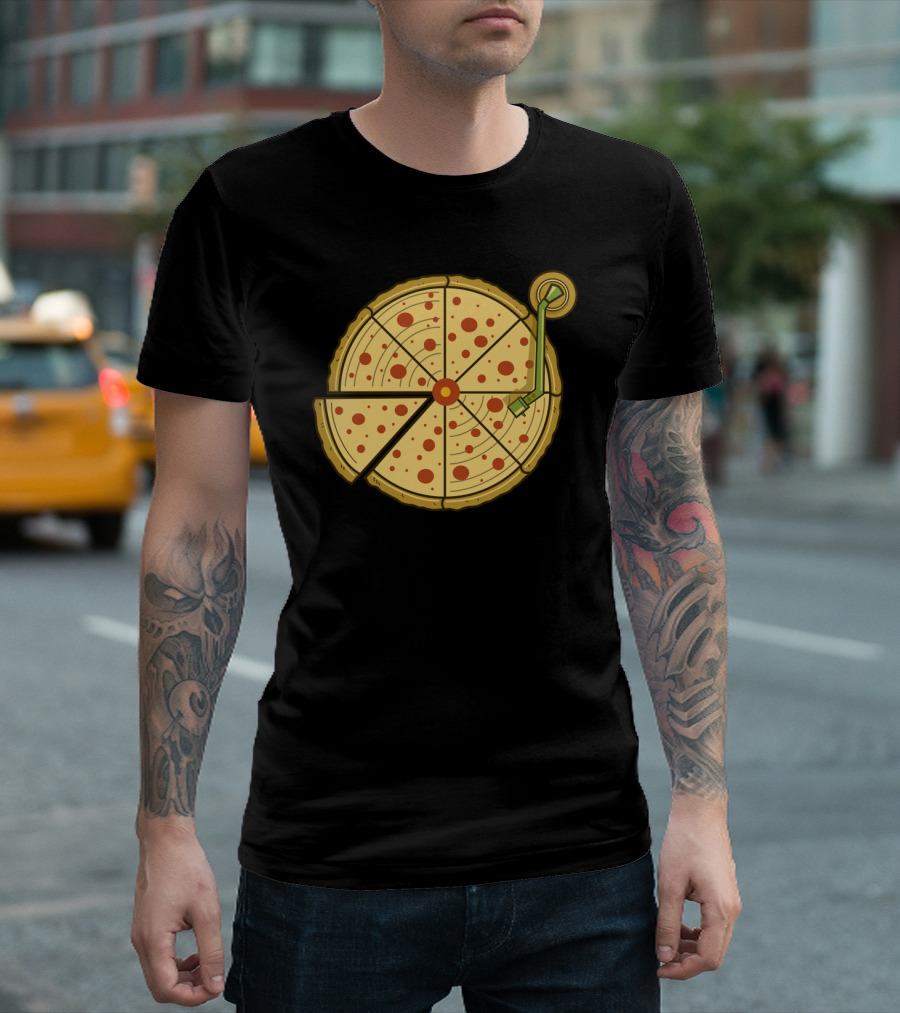 Pizza Turntable Vinyl Record Fusion T-Shirt