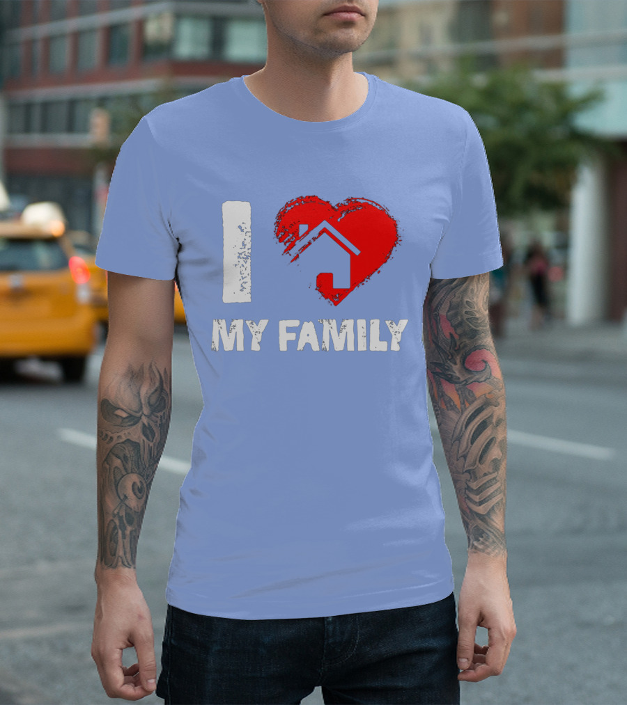 I Heart My Family With Mother Father House T-Shirt