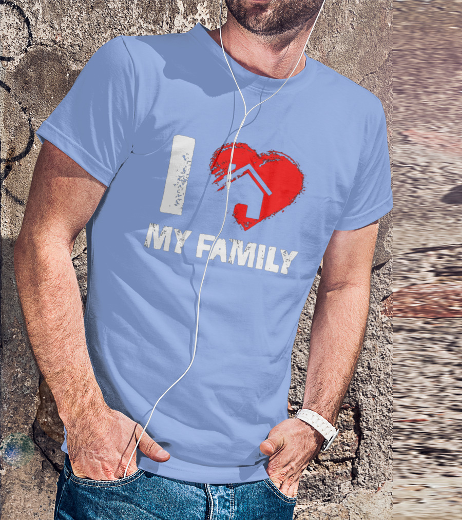 I Heart My Family With Mother Father House T-Shirt