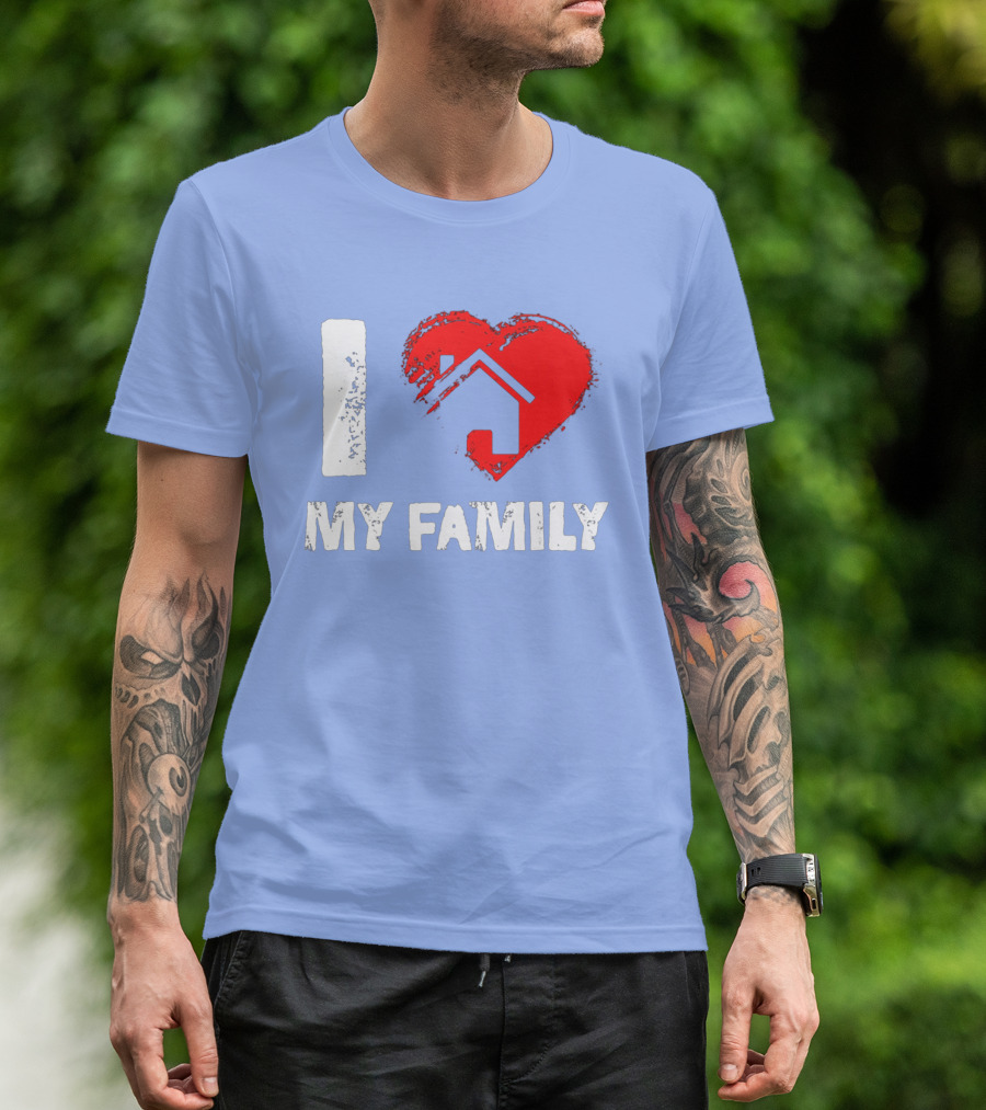 I Heart My Family With Mother Father House T-Shirt