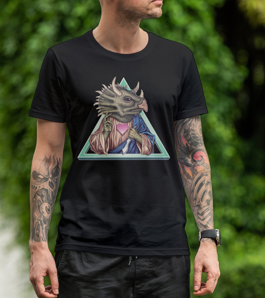 Dinosaviour Triassic Icon Pixel Heart Dinosaur T-Shirt