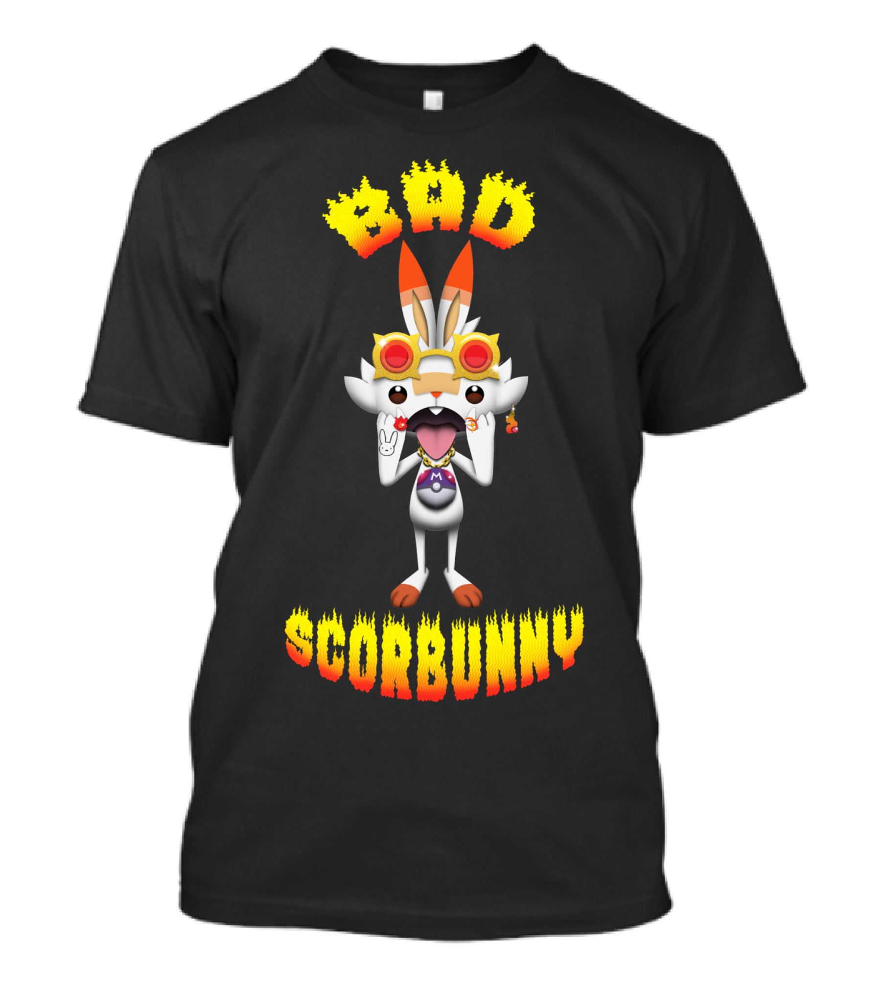 Bad ScorBunny In Cool Shades With Peace Sign And Glowing Text T-Shirt