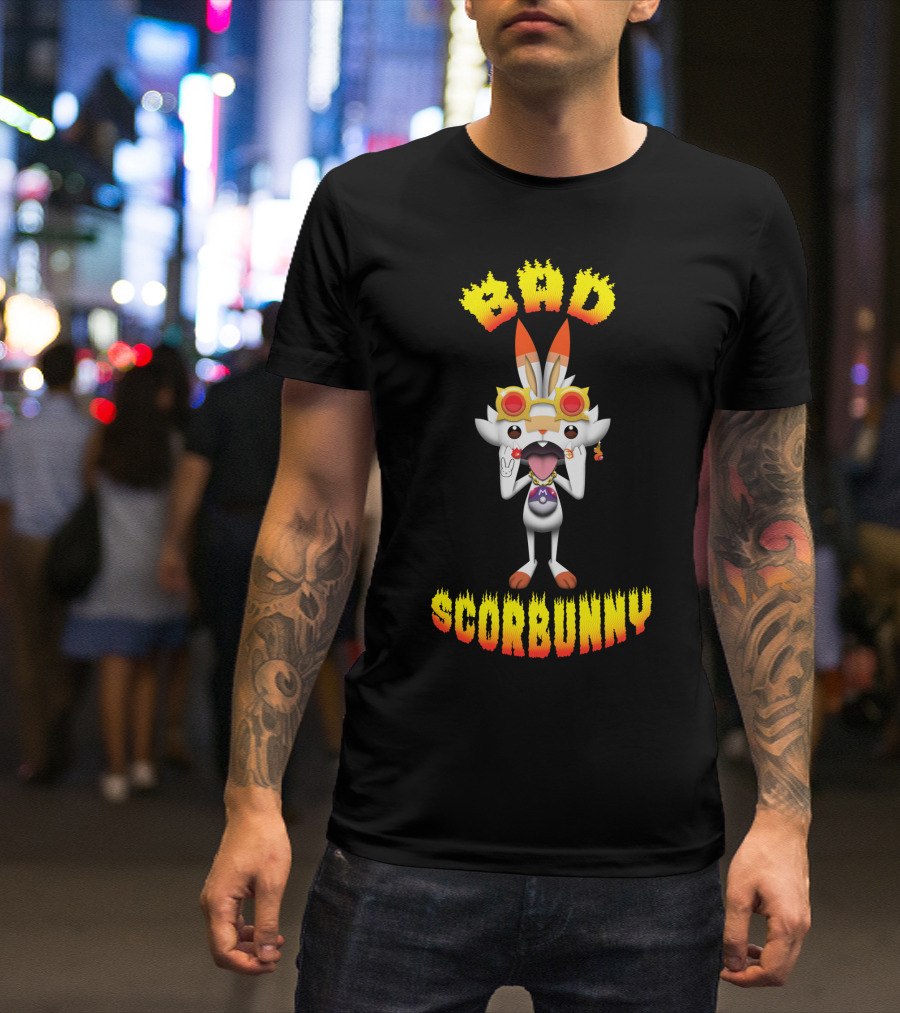 Bad ScorBunny In Cool Shades With Peace Sign And Glowing Text T-Shirt