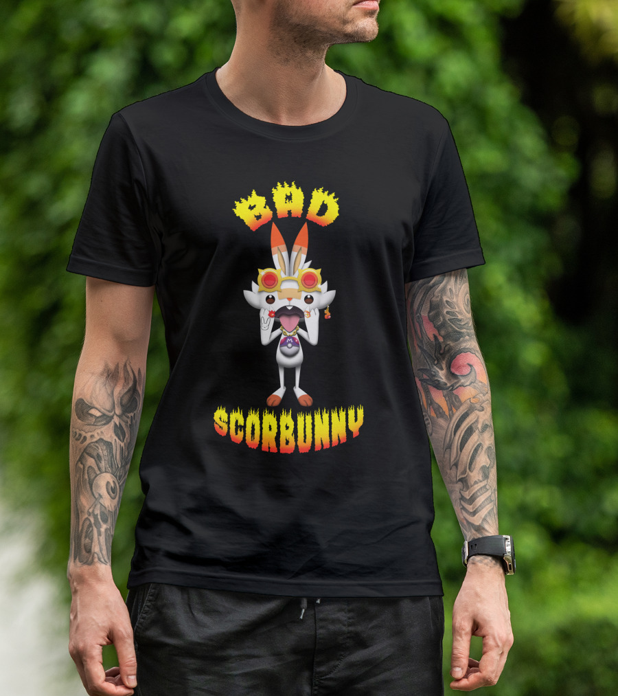 Bad ScorBunny In Cool Shades With Peace Sign And Glowing Text T-Shirt