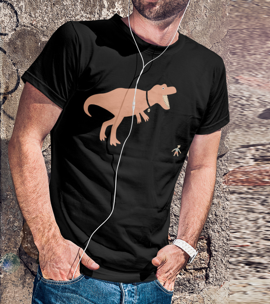 Walking With Rex: Playful T-Rex Leashed By Child T-Shirt