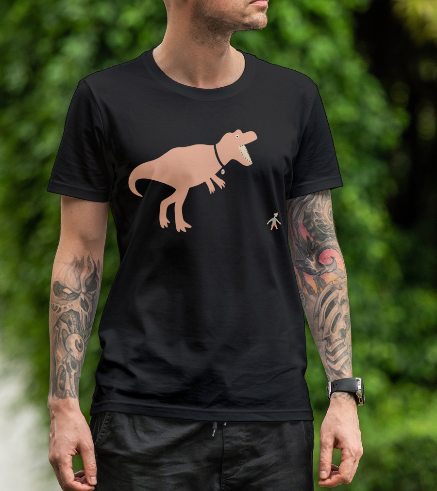 Walking With Rex: Playful T-Rex Leashed By Child T-Shirt